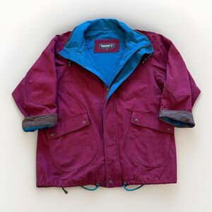 Timberland Burgundy and Blue Military Field Jacket